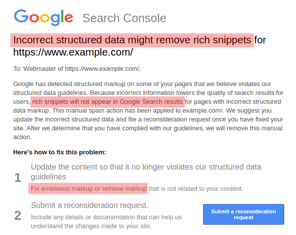 Incorrect Structured Data - HIGHLIGHTED