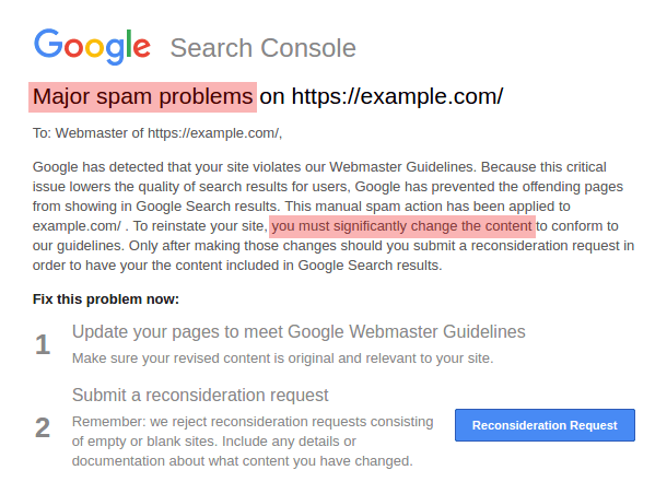 Major Spam Problems Message - HIGHLIGHTED